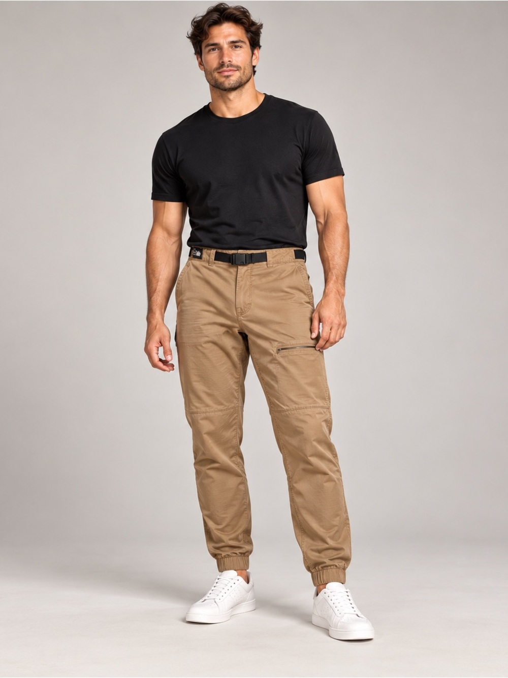 The North Face Mens 38 Long Khaki Belted Hiking Jogger Pants 5 Pockets